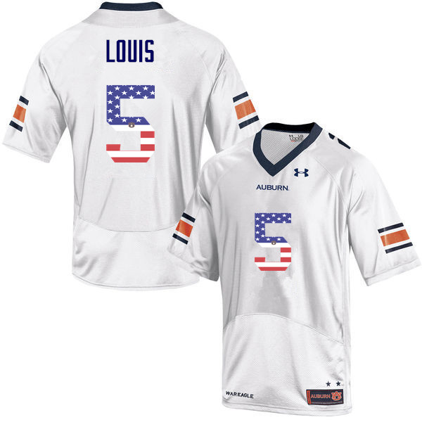 Men #5 Ricardo Louis Auburn Tigers USA Flag Fashion College Football Jerseys-White